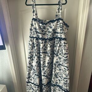 Torrid Navy and White Palm Print Dress